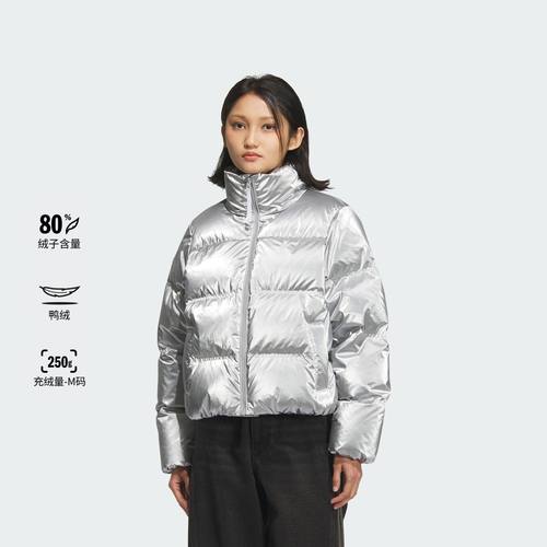 Adidas/阿迪达斯正品女子保暖亮面立领运动鸭绒面包羽绒服KC5402