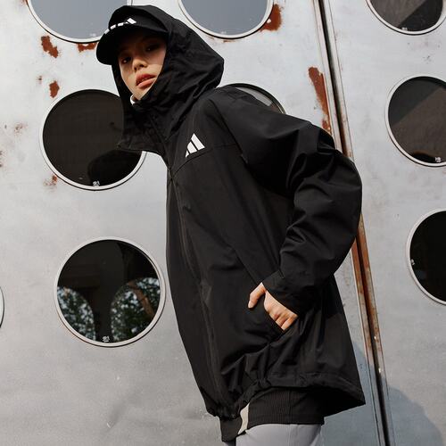 adidas阿迪达斯防泼梭织运动休闲连帽夹克外套男女春夏新款KA9309