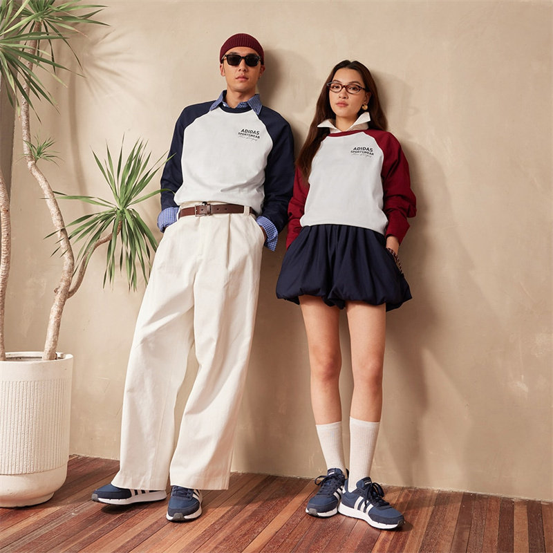 Adidas/阿迪达斯正品男女同款撞色运动休闲宽松长袖圆领T恤JZ2337,运动服/休闲服装,运动T恤,淘宝优惠券,粉丝福利购,淘宝优惠卷