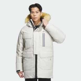 Adidas阿迪达斯 男款户外运动休闲保暖中长款宽松羽绒服IS0365
