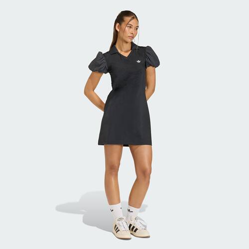 Adidas/阿迪达斯正品女翻领泡泡袖运动风修身连衣裙KD0302 KE3437