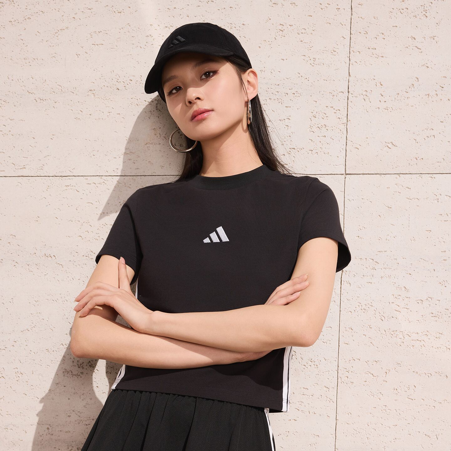 Adidas阿迪达斯 W 3S SJ BABY T女短款运动休闲短袖圆领T恤JC8325