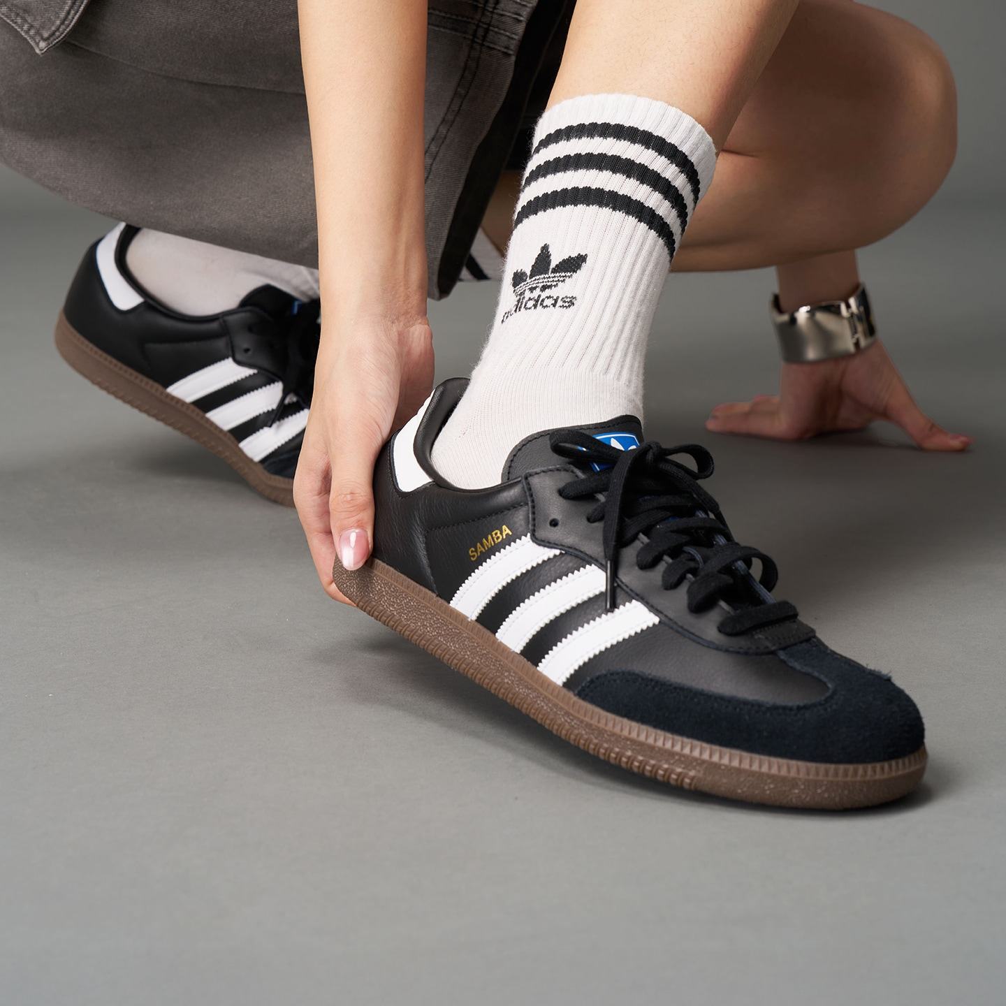 adidas阿迪达斯三叶草Samba OG德训鞋男女黑白低帮休闲板鞋B75807