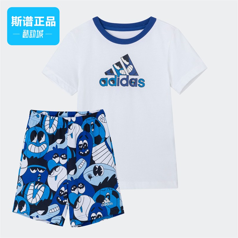 Adidas/阿迪达斯正品春夏三叶草婴童运动休闲短袖套头套装H65807