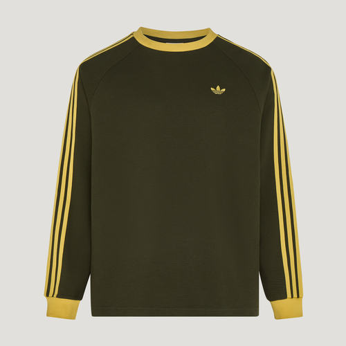 adidas阿迪达斯上衣三叶草男秋宽松华夫格黑黄运动长袖T恤 LD6432