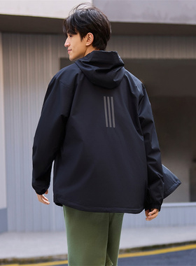 Adidas/阿迪达斯正品男款通勤运动休闲连帽夹克外套JF0962