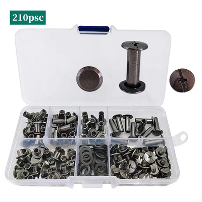 210pcs盒装 子母螺丝对锁十一字圆头对锁螺丝账本钉相册 账钉螺母