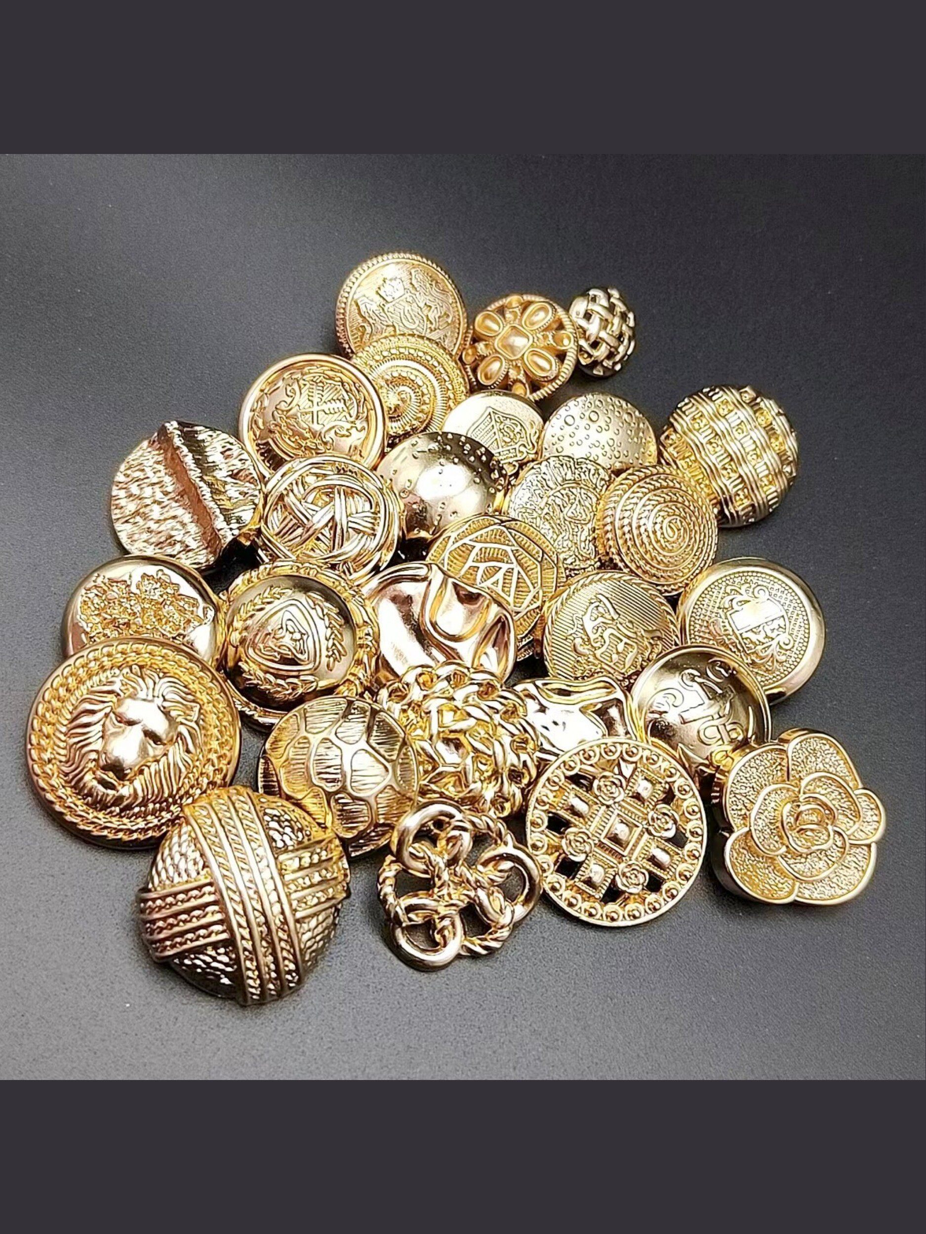 금속 손바느질 단추 작은 향기 단추 아연 합금 복고풍 둥근 단추 코트 장식 단추 금속 단추