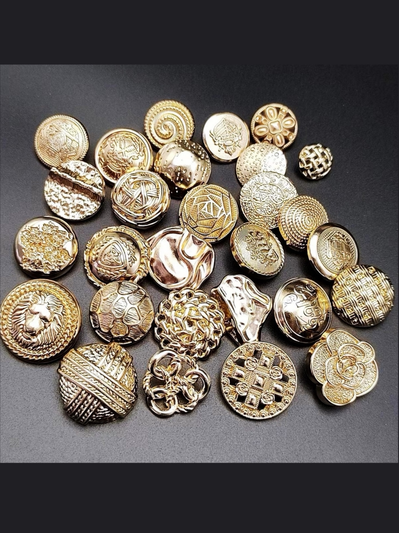 금속 손바느질 단추 작은 향기 단추 아연 합금 복고풍 둥근 단추 코트 장식 단추 금속 단추