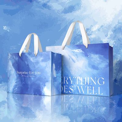 星辰大海男生圣诞情人节渐变高级礼品袋送男友蓝色生日礼袋手提袋