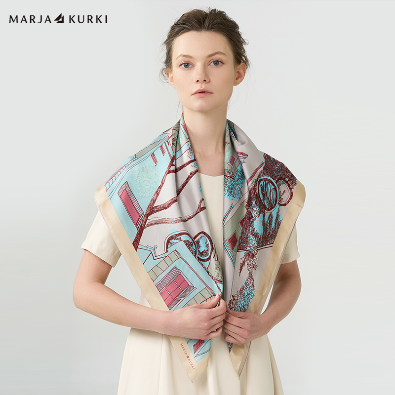MARJAKURKI玛丽亚古琦时尚真丝丝巾女高级感礼盒100%桑蚕丝大方巾