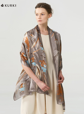 MARJAKURKI玛丽亚古琦红色围巾披肩桑蚕丝真丝丝巾妈妈礼盒送长辈