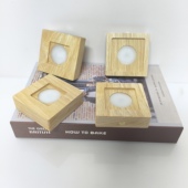 正方形内槽LED小夜灯无线USB充电触摸款 水晶亚克力实木发光底座