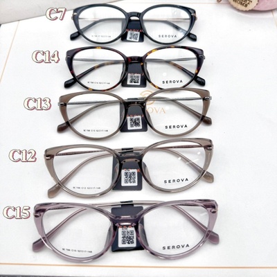 SEROVA镜架SC788时尚猫眼眼镜框架潮流百搭玳瑁色茶色显白瘦
