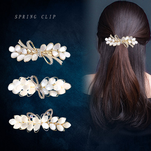 弹簧夹仿猫眼石水钻奢华古风闪亮