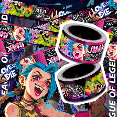 卡通涂鸦爆爆JINX长条胶带贴纸电脑行李箱水族鱼缸展示盒贴画防水