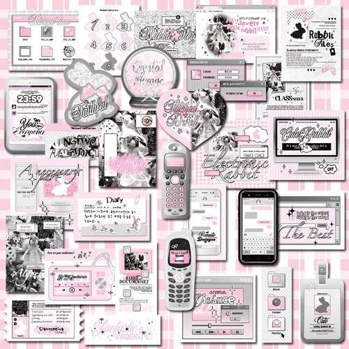 日韩ins风灰粉色系文字贴纸痛包咕卡手机ipad电脑防水y2k复古贴画