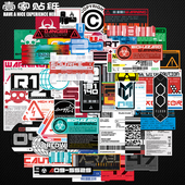 赛博朋克风电子科技工业标志涂鸦贴纸笔记本电脑光面行李箱防水贴