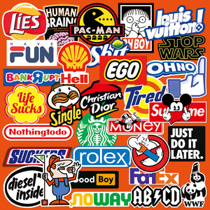 卡通潮牌恶搞美式logo贴纸行李箱电脑ipad壳装饰咖啡水杯防水贴画