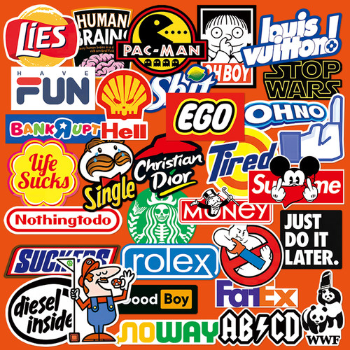 卡通潮牌恶搞美式logo贴纸行李箱电脑ipad壳装饰咖啡水杯防水贴画