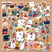 卡通短尾矮袋鼠可爱柿子熊贴纸电脑ipad手机咖啡杯收纳箱防水贴画