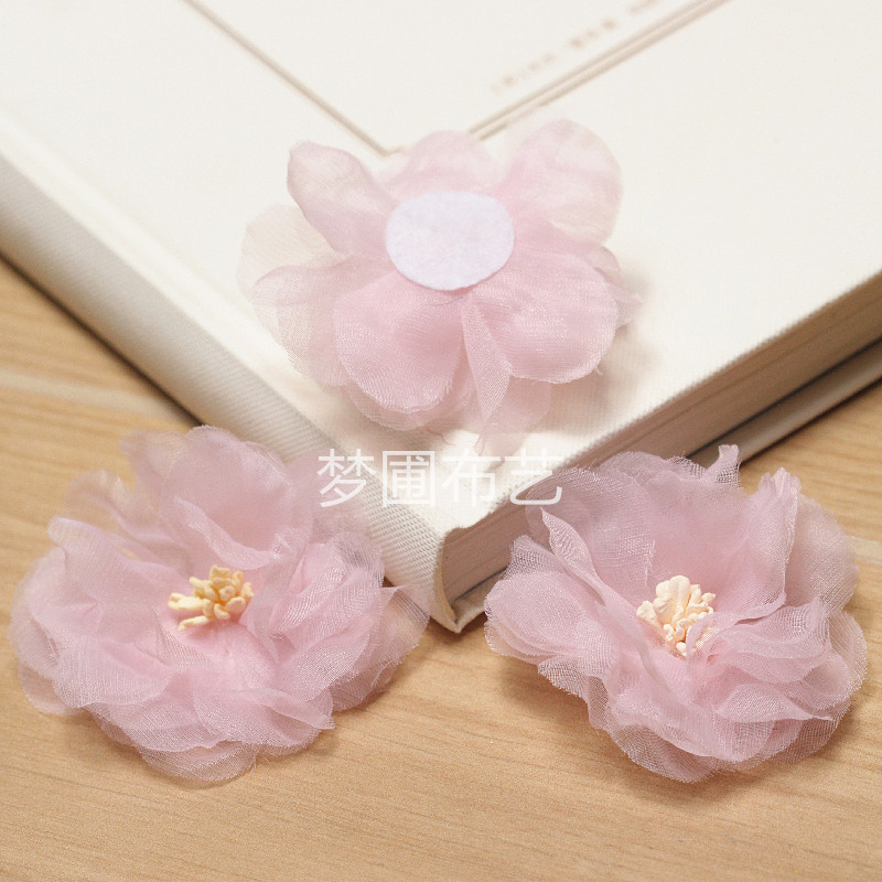 芙蓉纱花 服装辅料胸花材料仿真假花朵 直径5厘米
