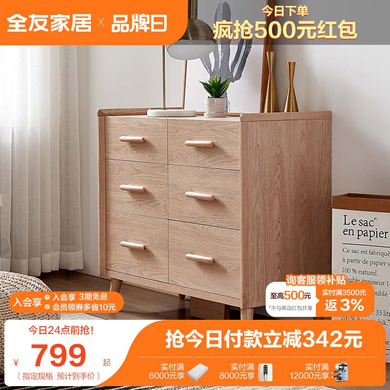 全友家居北欧斗柜 水曲柳实木框六斗柜原木色抽屉柜收纳柜125509属于什么档次？