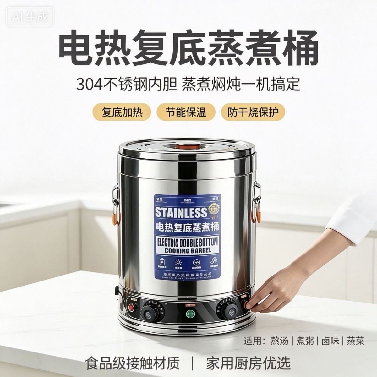304不锈钢汤锅家用煲汤锅煮面锅燃气灶电磁炉专用一体成型煮汤锅