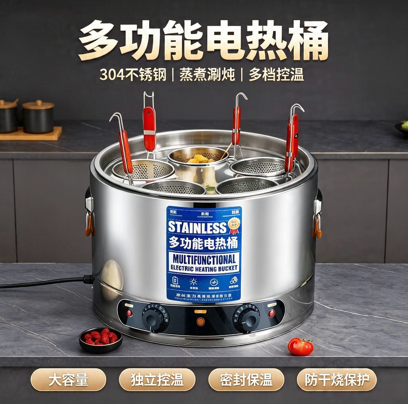 煮面炉商用多功能电热煮面桶台式商用烫菜煮饺子锅麻辣烫专用锅烫