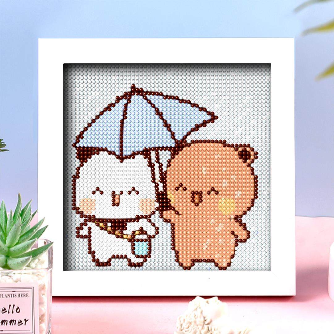 一二布布钻石画情侣撑伞钻石贴画纪念日礼物爆款可爱带框正方形新,居家布艺,钻石绣,淘宝优惠券,粉丝福利购,淘宝优惠卷