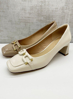 COMELY康莉单鞋2024春季专柜正品浅口粗高跟方头通勤女鞋KYQ41025