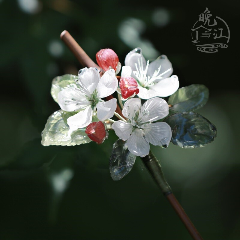小山楂 热缩花簪竹子发簪古风汉服新中式簪子盘发日常旗袍简约女