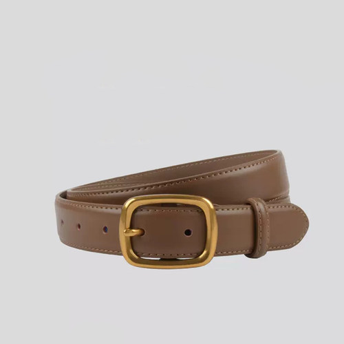 Chings 法式百搭皮带 金色方形扣头3cm宽复古牛皮腰带配饰