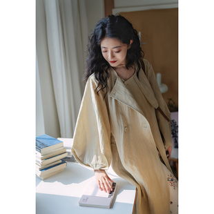 外套 青 慵懒oversize莱赛尔灯笼袖 法式 薄宽松遮肉复古风衣 衣橱