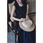 连衣裙 Chings法式 复古系带无袖 肌理感盐缩棉花苞A字裙纯色长裙夏