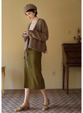 【断码清仓】Chings 高腰包臀裙 显瘦百搭后开衩直筒裙针织半裙