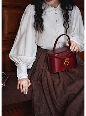 [鹦鹉梨严选]Chings 大灯笼袖衬衫 内搭哑光缎面优雅内搭上衣8875