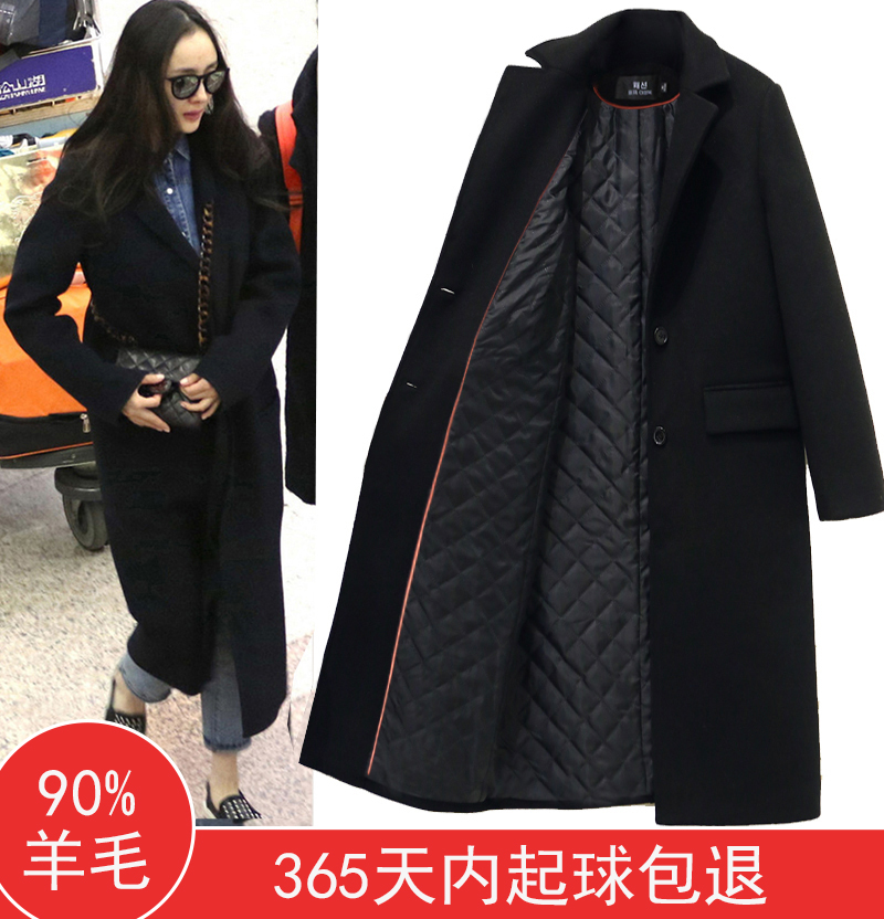 职业装秋冬新款羊毛呢大衣女中长款长袖修身加厚呢子外套韩国夹棉