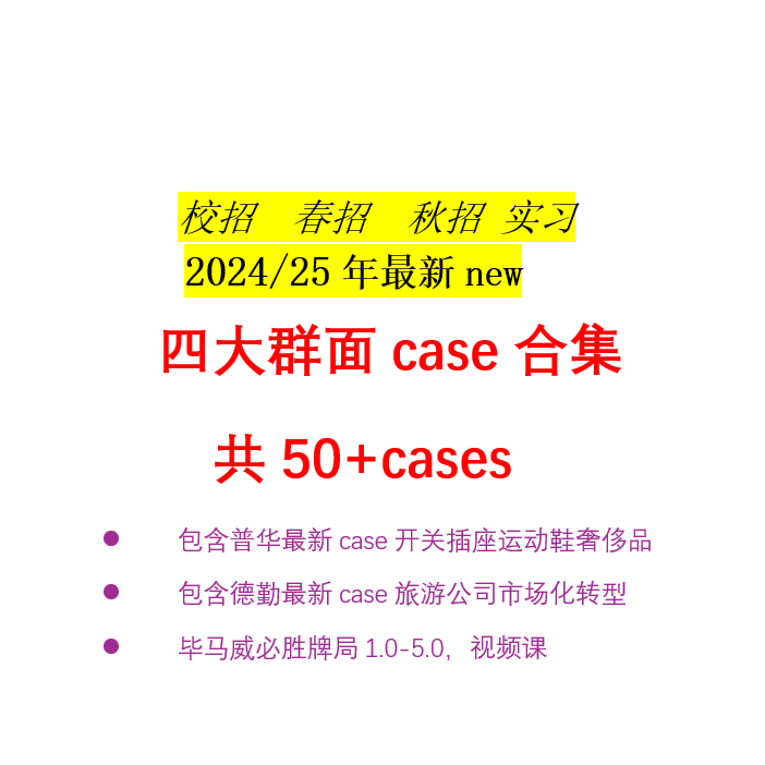 【2024/25年新】四大群面case合集含解析思路必胜牌局攻略规则pwc 商务/设计服务 其它设计服务 原图主图