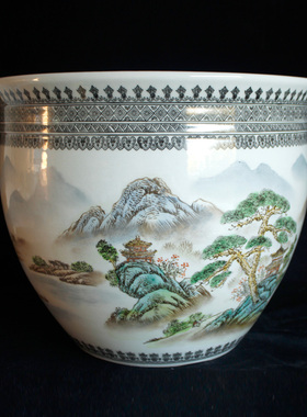景德镇山水莲子缸艺术瓷厂80年代