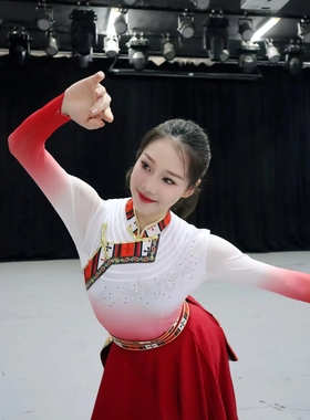 新款藏族舞蹈艺考演出服装女少数民族表演服饰成人大摆裙