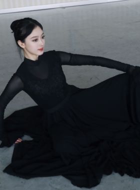 艺考剧目独舞黑色蒙古黑走马高级舞蹈服练功训练表演服