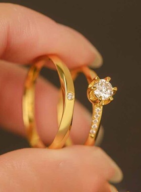 轻奢极简对戒莫比乌斯镶嵌锆石戒指结婚礼物送女友订婚送礼物