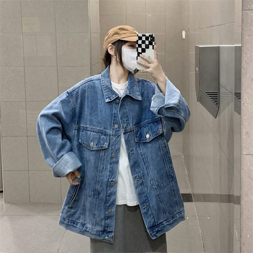 复古港风牛仔外套女2023年秋季新款高级感别致宽松百搭夹克上衣服