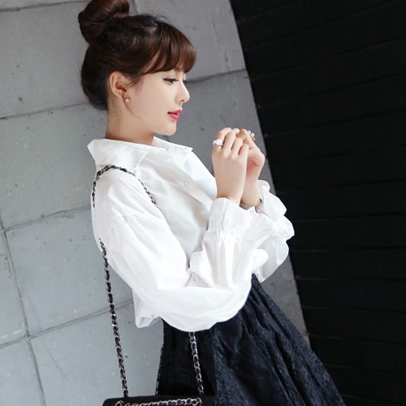 new pattern.the republic of korea college Versatile shirt Long sleeve student Sweet jacket Spring and summer Korean Fan Bubble bishop sleevein the Women's clothing/Boutique , Shirt  category - from Buy2taobao.com to provide professional Taobao agent buy service