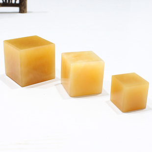 极速易晶缘金黄色米黄玉原石x摆件水晶四方块矿石宝石镇纸玉石手