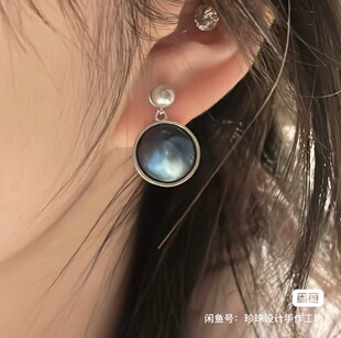 2026新年爆款张予曦同款月桂树叶珍珠耳钉18mm