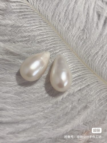 水滴珍珠耳钉+金属拉丝工艺精致小巧
