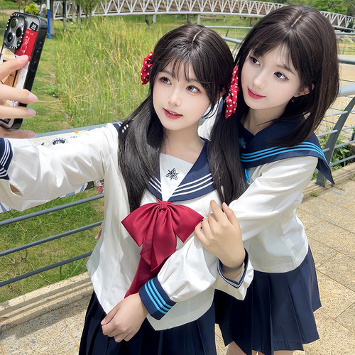 花见森品京女子原创正版公主线收腰修身水手服夏季校供jk制服套装