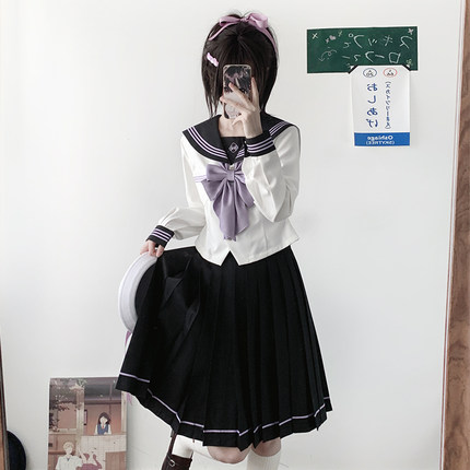 双胸档【惠子小姐】原创正版校供春秋公主线收腰JK制服黑紫水手服